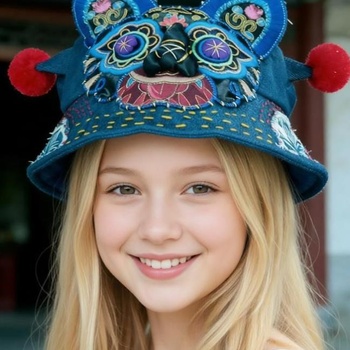 Tiger head hat Chinese style fabric tiger hat