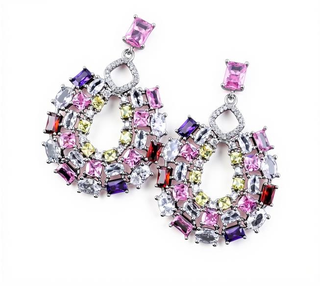 Retro Design Earrings Jewelry Colored Zircon Royal Style Accessories