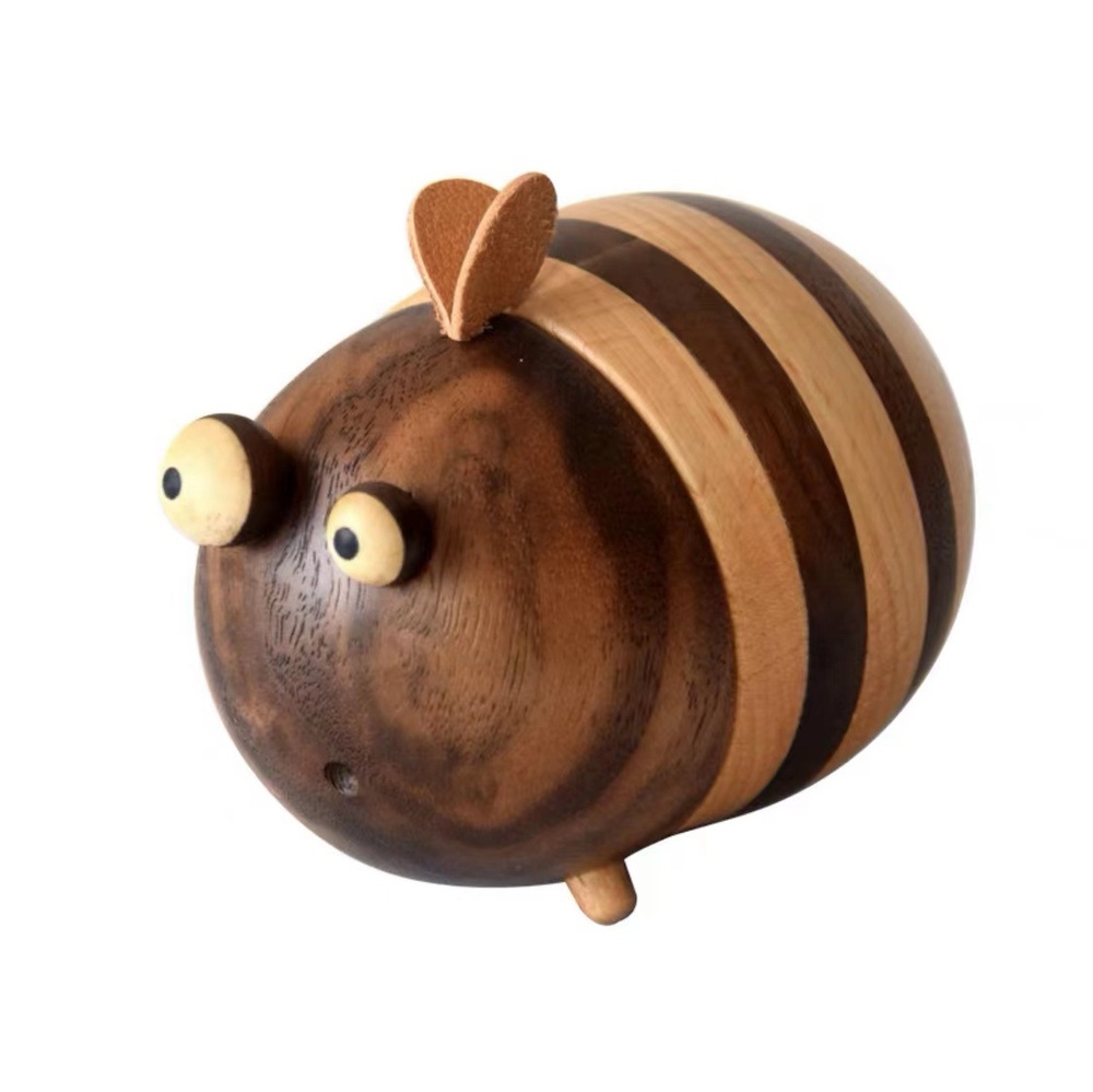 Wooden Bee Cute Crafts Cartoon Insect Toothbridge Tube