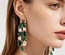 Medieval Green Pumpkin Tassel Earrings Full Diamond Long Earrings
