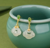 Chinese natural Hetian jade Ruyi earrings