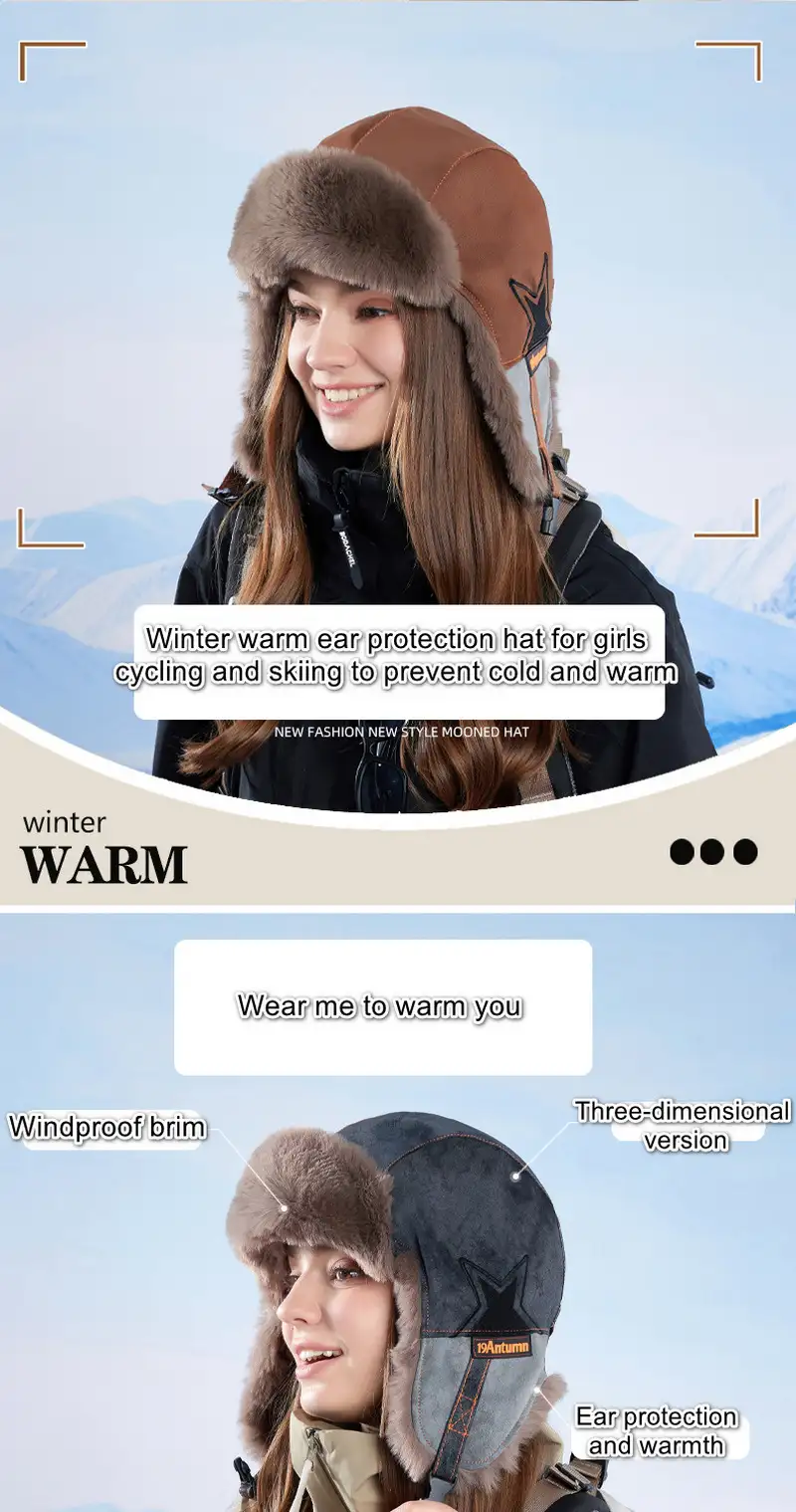 Winter warm ear protection hat for girls cycling and skiing to prevent cold and warm Lei Feng hatpic