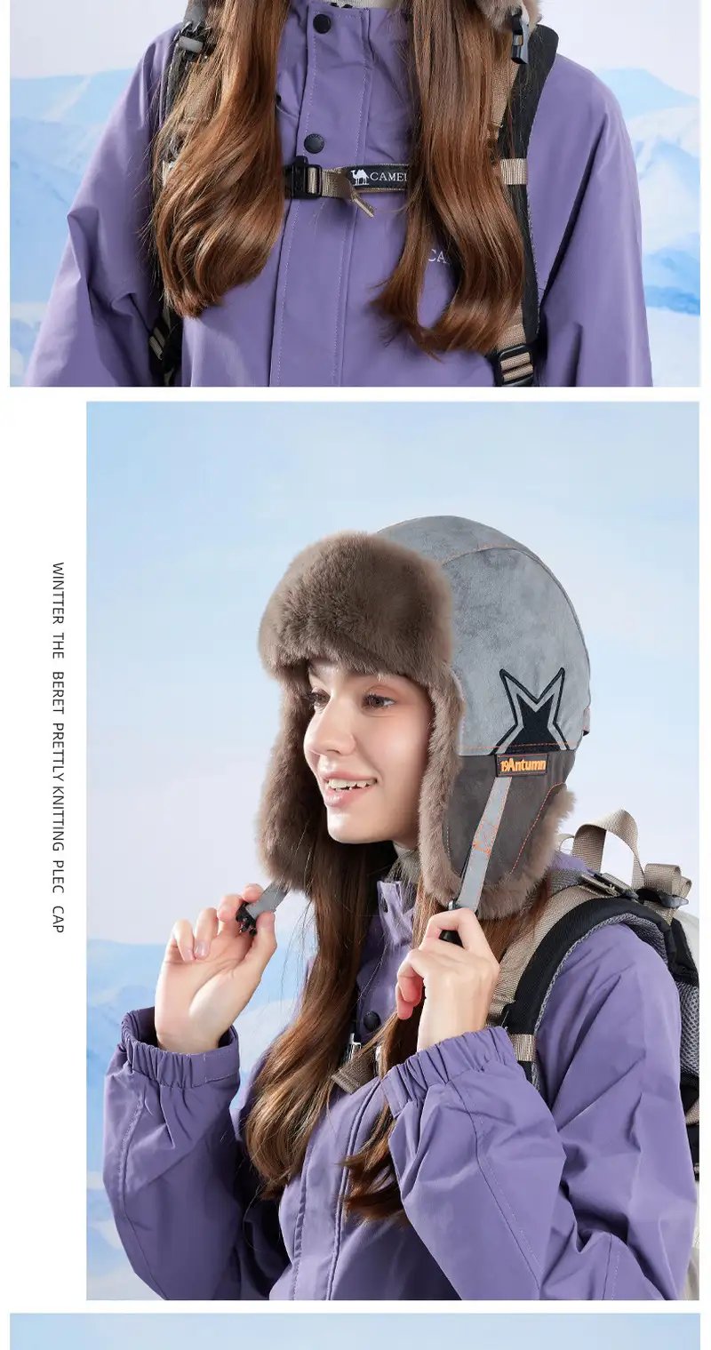 Winter warm ear protection hat for girls cycling and skiing to prevent cold and warm Lei Feng hatpic7