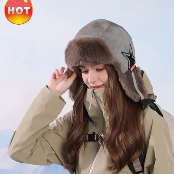Winter warm ear protection hat for girls cycling and skiing to prevent cold and warm Lei Feng hat - Image 4