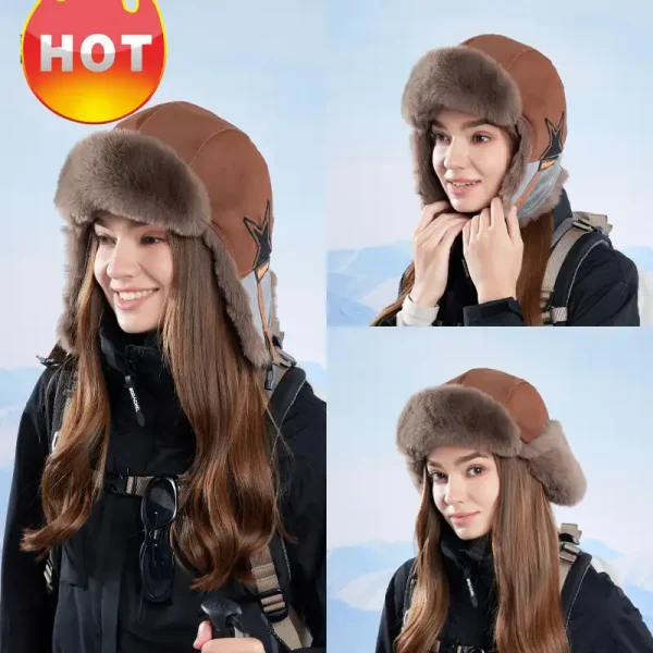 Winter warm ear protection hat for girls cycling and skiing to prevent cold and warm Lei Feng hat - Image 3