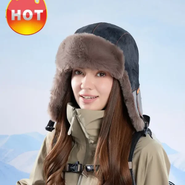 Winter warm ear protection hat for girls cycling and skiing to prevent cold and warm Lei Feng hat - Image 2