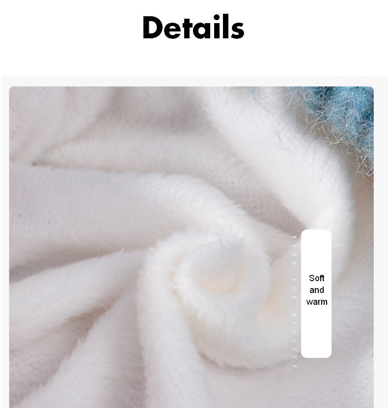 Winter warm hat scarf two-piece set with thick velvet and gradient color knitted yarn hat, fashionablepic1