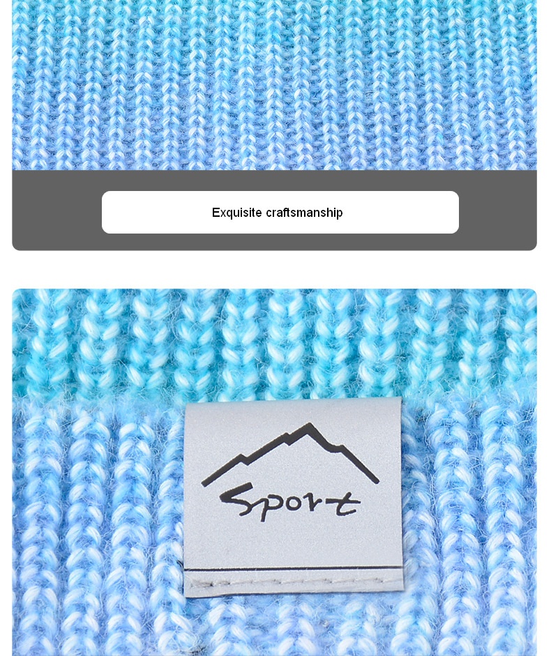 Winter Warm Hat Neck Two Piece Set Striped and Velvet Thickened Gradient Color Knitted Wool Hat for Girls插图6