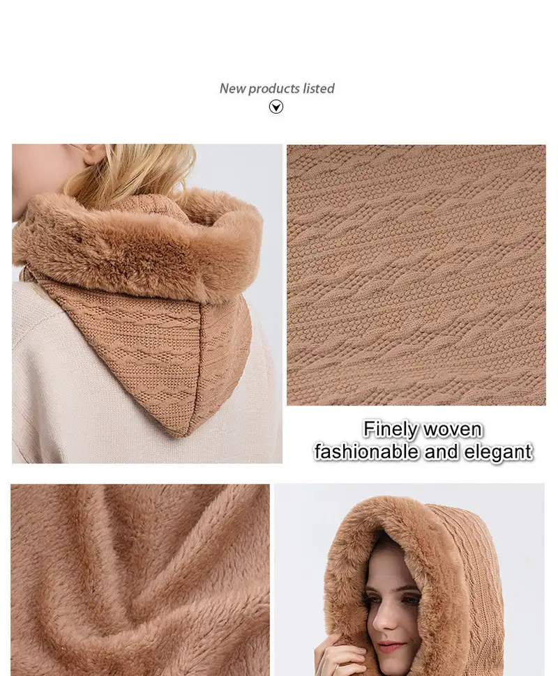 Girls’ cotton hat, warm and cute outdoor hood, cold-proof and warm neck scarf maskpic1