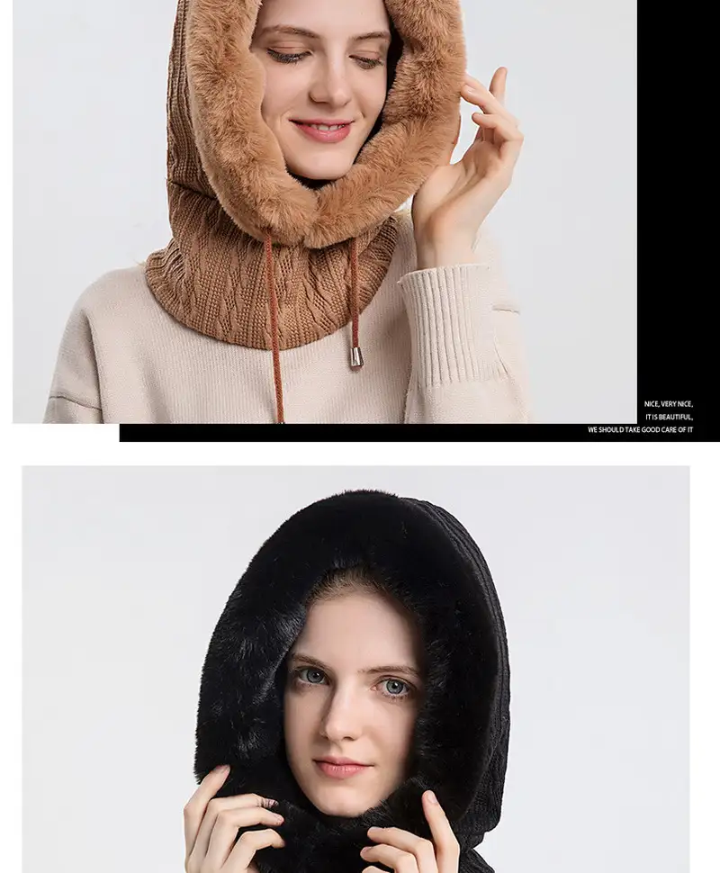 Girls’ cotton hat, warm and cute outdoor hood, cold-proof and warm neck scarf maskpic6