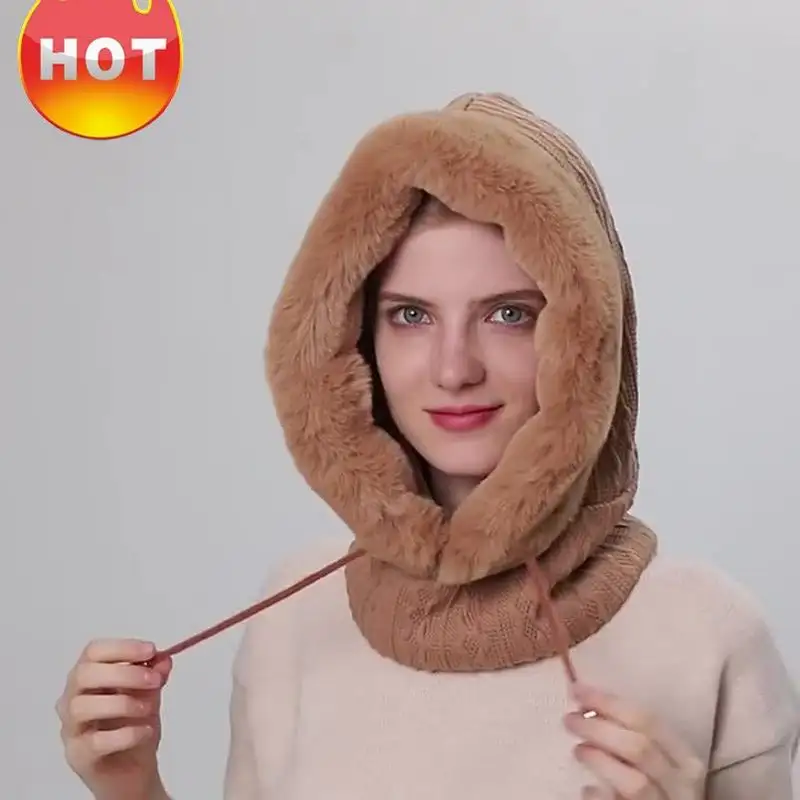 Girls’ cotton hat, warm and cute outdoor hood, cold-proof and warm neck scarf maskpic14