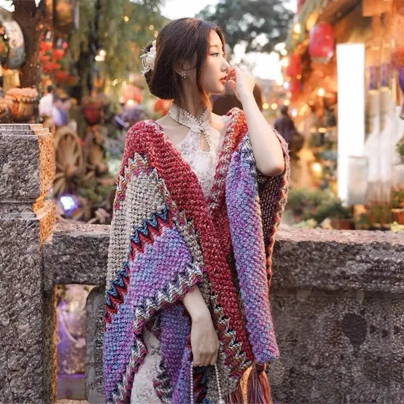 Retro shawl bohemian style large scarf very beautiful for travel photospic9