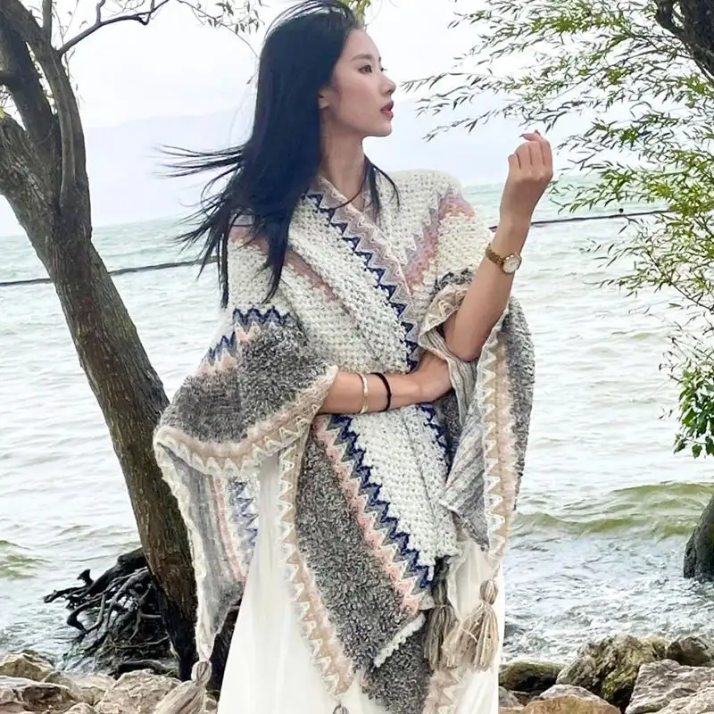 Retro shawl bohemian style large scarf very beautiful for travel photospic15