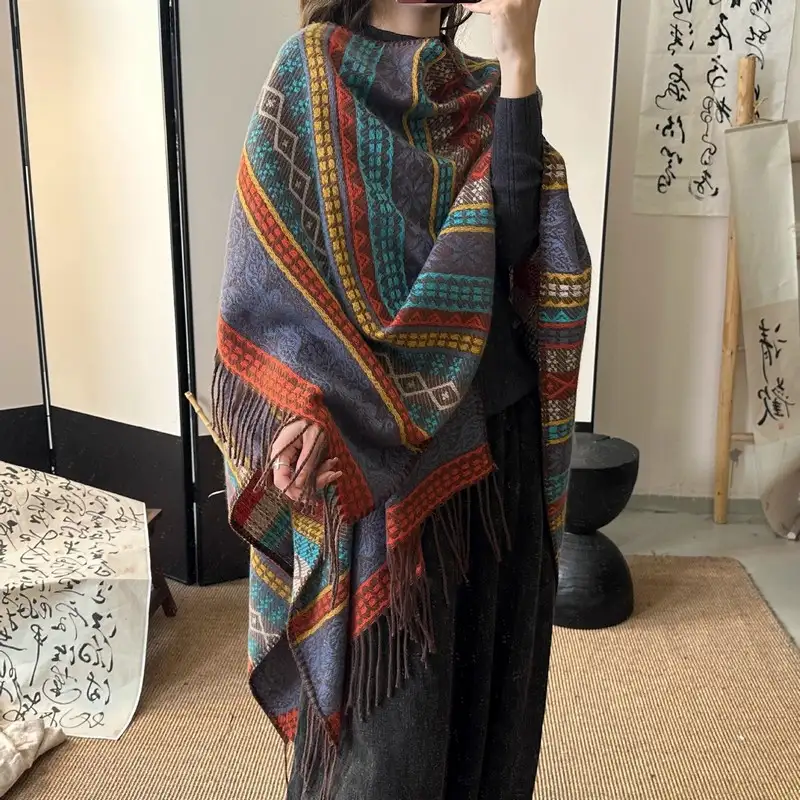 Retro shawl bohemian style large scarf very beautiful for travel photospic22