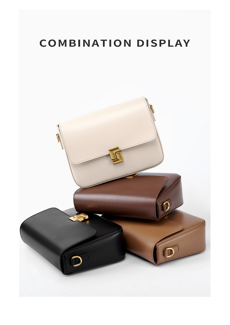 Beautiful ladies backpack one-shoulder crossbody bag versatile retro metal buckle decoration new genuine leather small square bag插图12