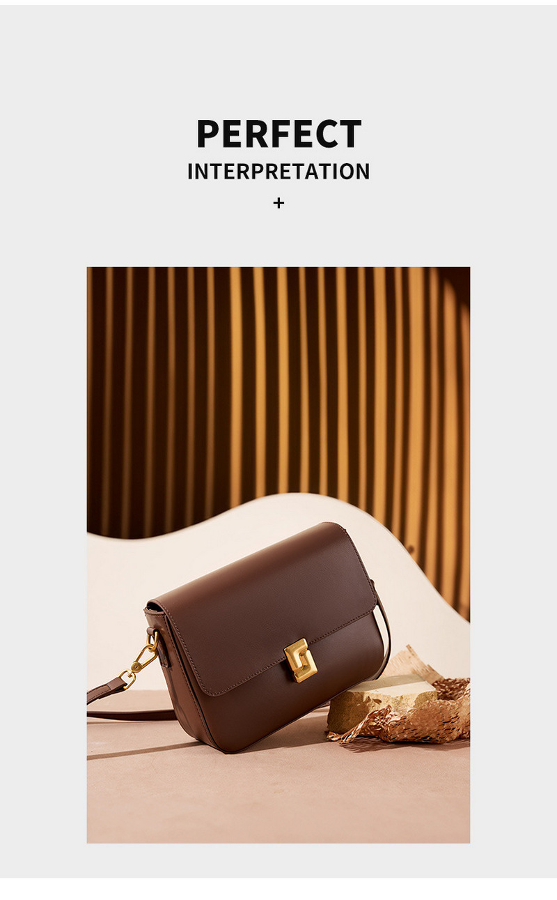 Beautiful ladies backpack one-shoulder crossbody bag versatile retro metal buckle decoration new genuine leather small square bag插图