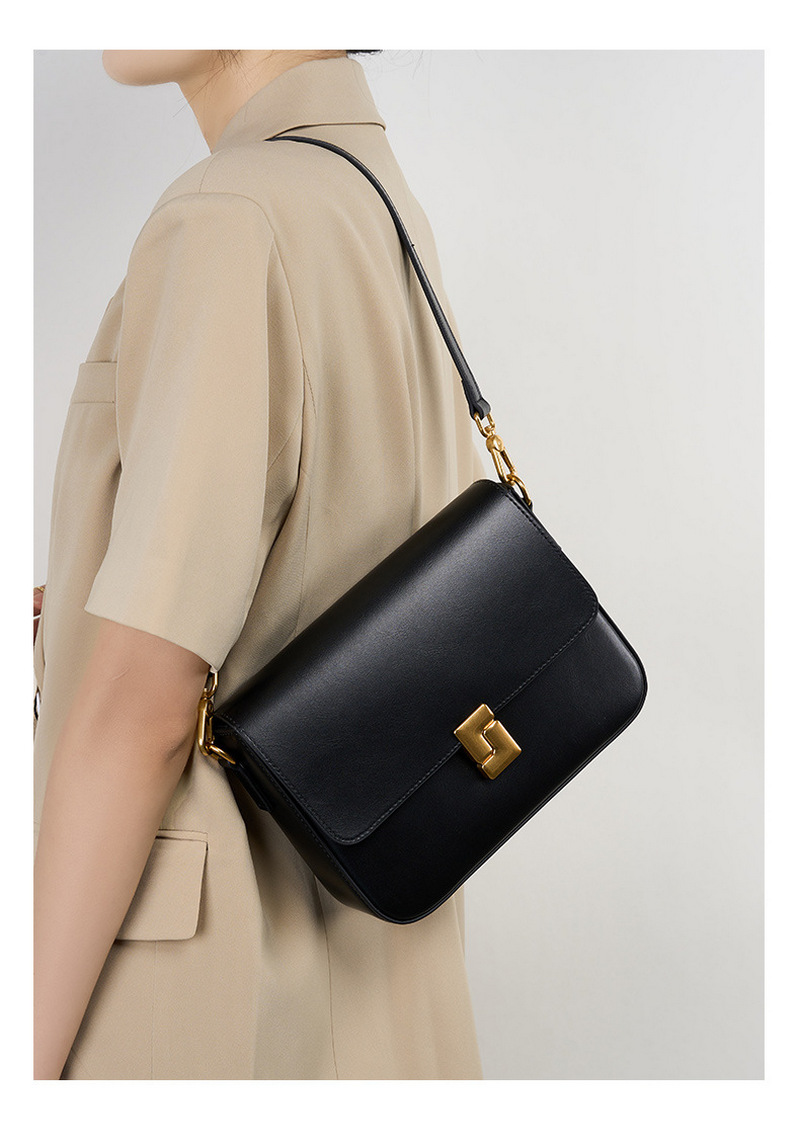 Beautiful ladies backpack one-shoulder crossbody bag versatile retro metal buckle decoration new genuine leather small square bag插图13