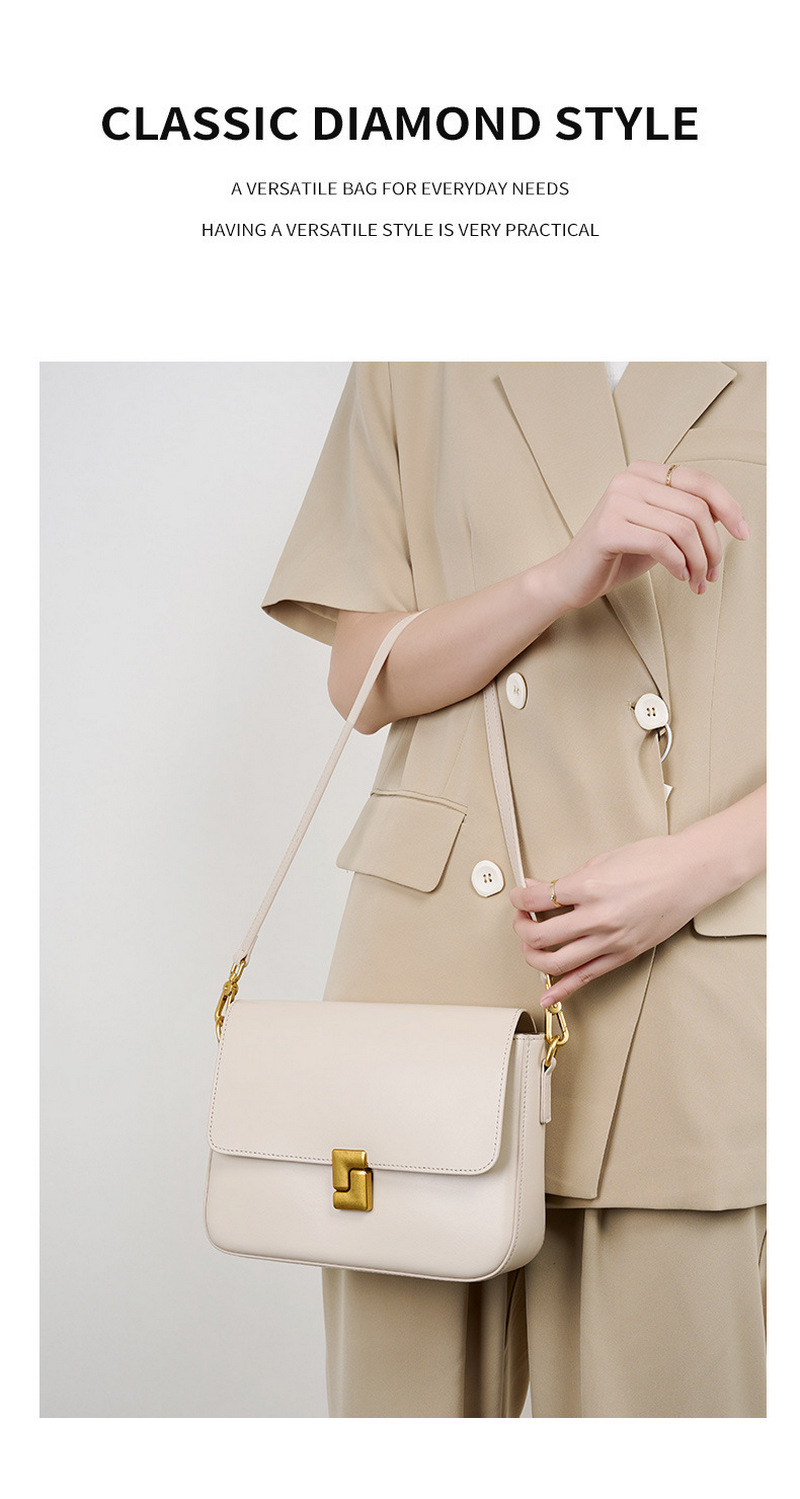 Beautiful ladies backpack one-shoulder crossbody bag versatile retro metal buckle decoration new genuine leather small square bag插图1