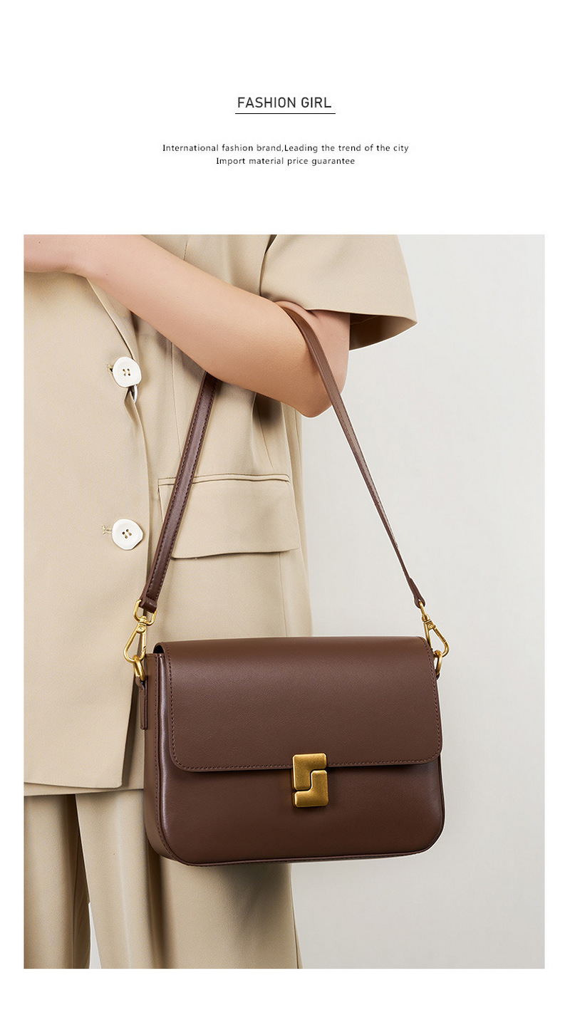Beautiful ladies backpack one-shoulder crossbody bag versatile retro metal buckle decoration new genuine leather small square bag插图16