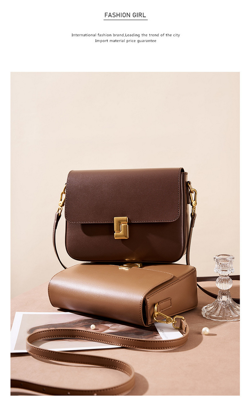 Beautiful ladies backpack one-shoulder crossbody bag versatile retro metal buckle decoration new genuine leather small square bag插图2