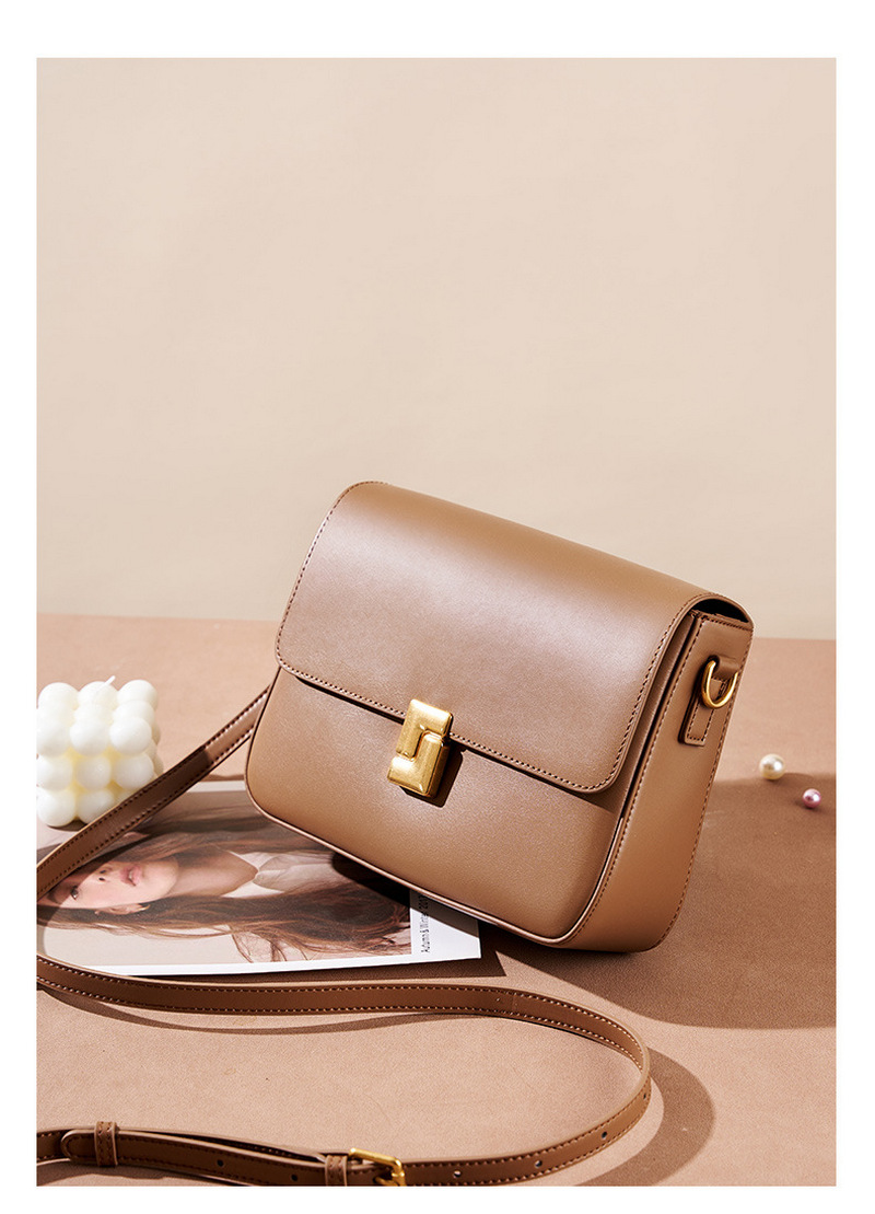 Beautiful ladies backpack one-shoulder crossbody bag versatile retro metal buckle decoration new genuine leather small square bag插图18