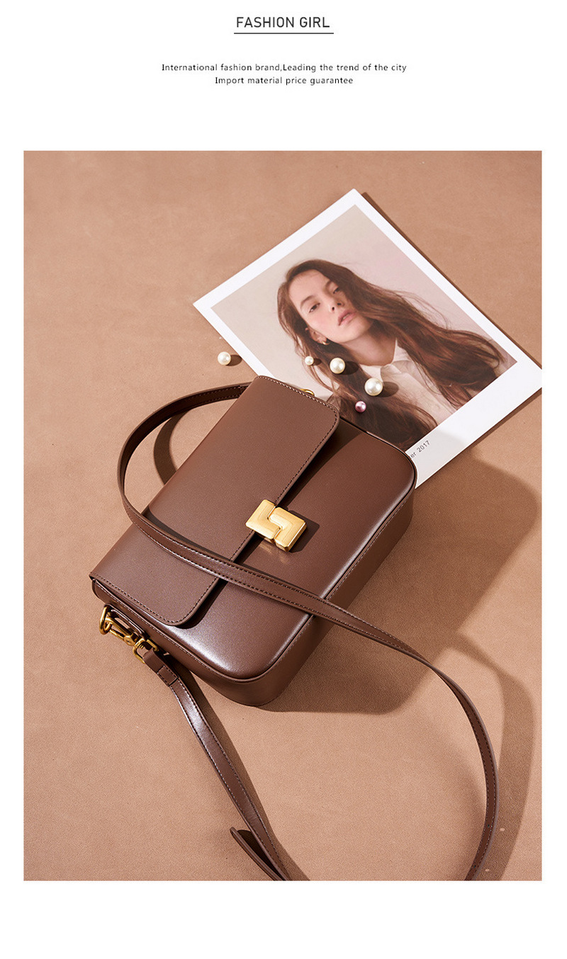 Beautiful ladies backpack one-shoulder crossbody bag versatile retro metal buckle decoration new genuine leather small square bag插图3