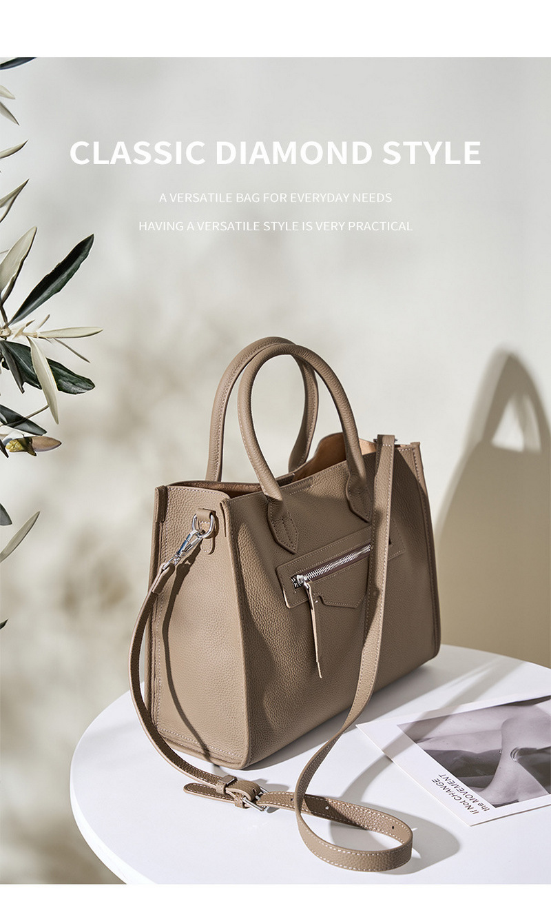 Personalized women’s shoulder bag fashionable cowhide bag commuting shoulder bag large capacity retro handbag tote bag插图7