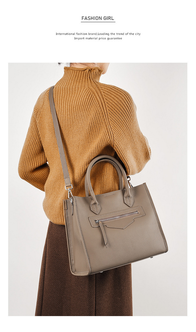 Personalized women’s shoulder bag fashionable cowhide bag commuting shoulder bag large capacity retro handbag tote bag插图10