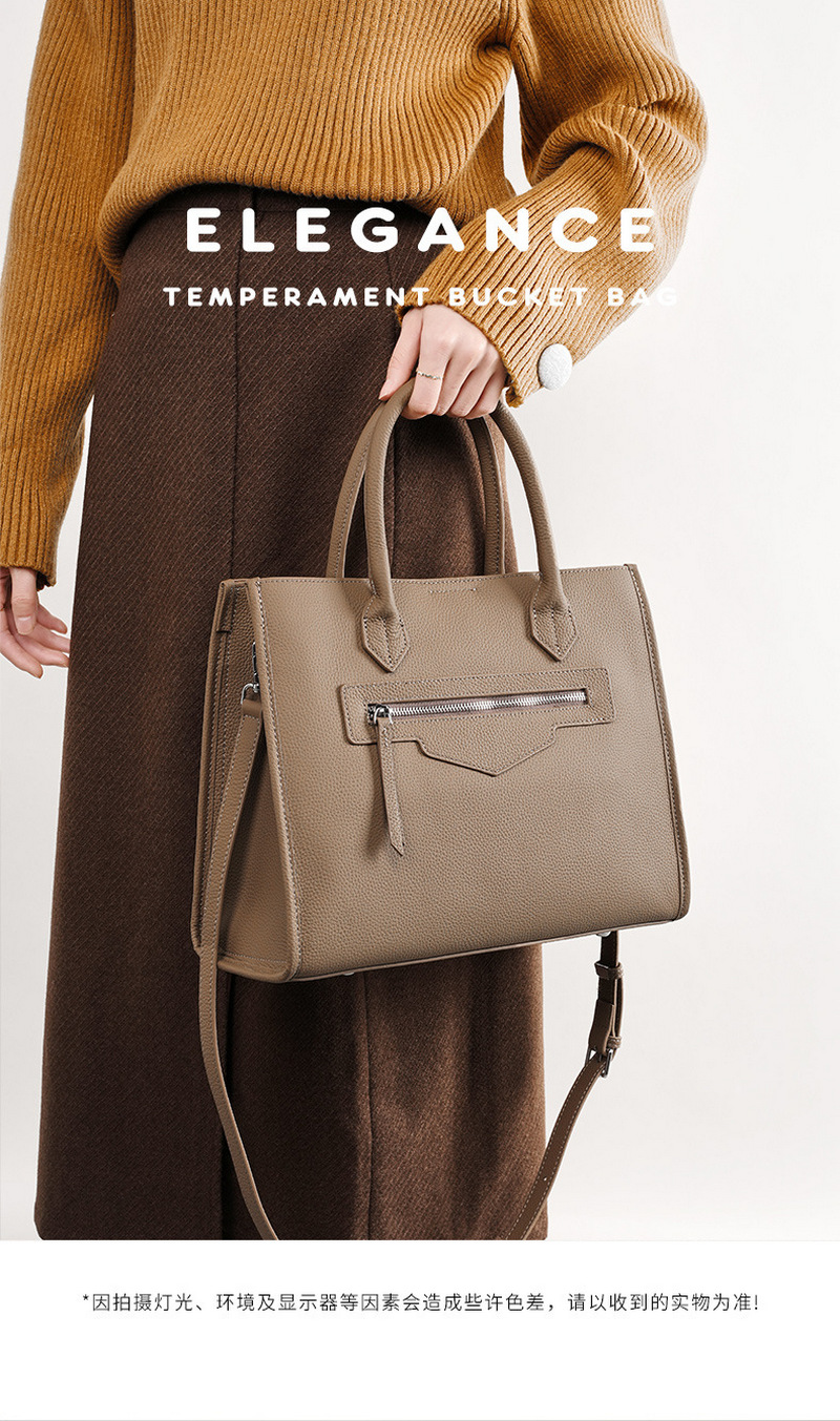 Personalized women’s shoulder bag fashionable cowhide bag commuting shoulder bag large capacity retro handbag tote bag插图12