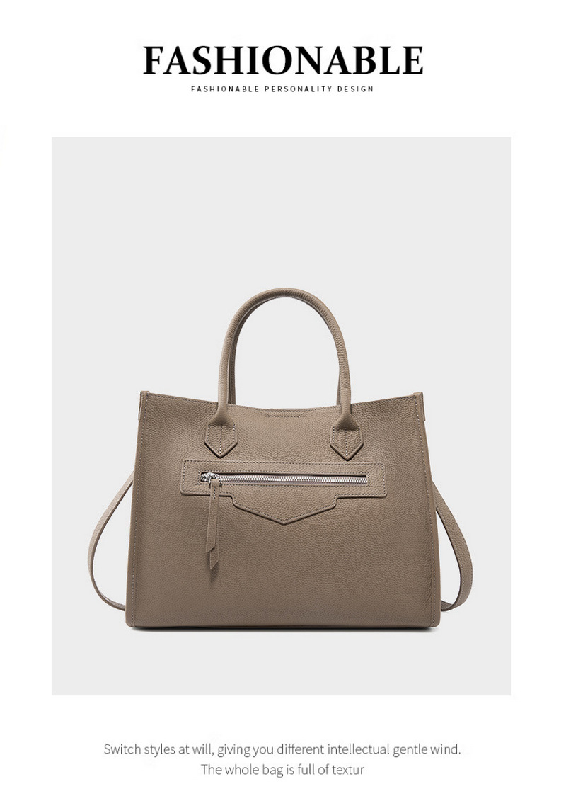 Personalized women’s shoulder bag fashionable cowhide bag commuting shoulder bag large capacity retro handbag tote bag插图15