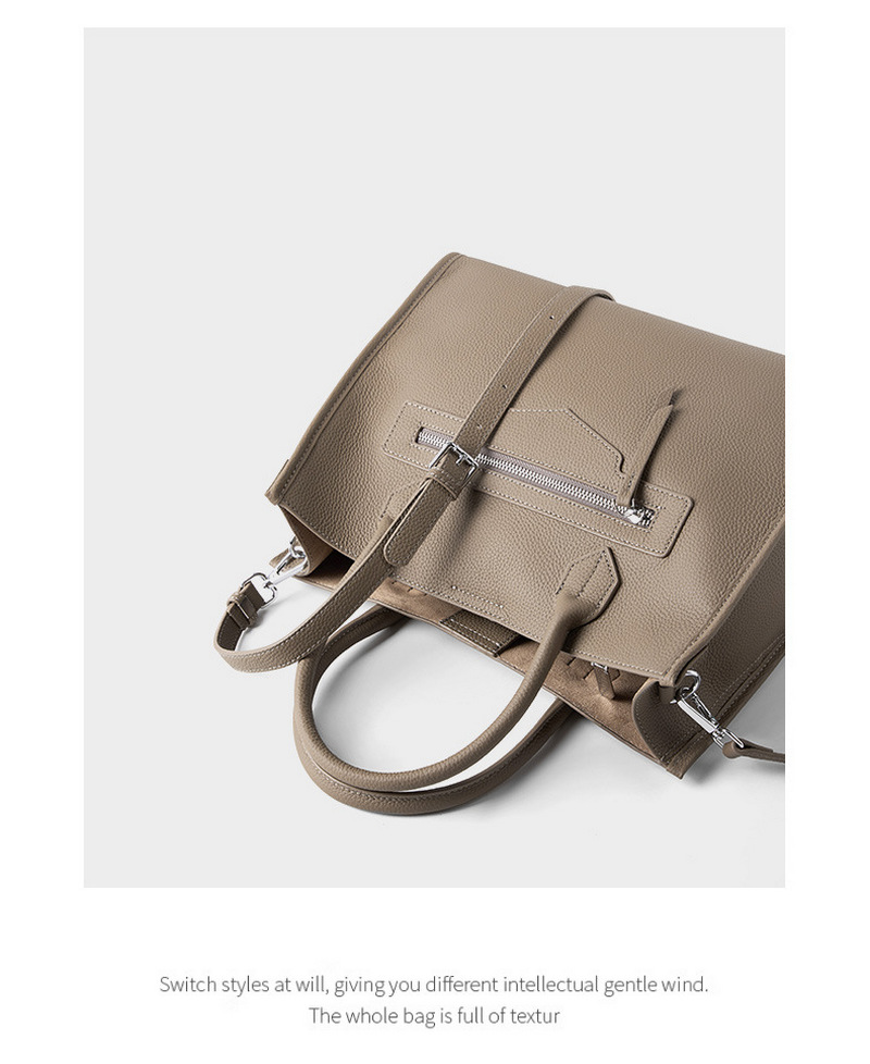 Personalized women’s shoulder bag fashionable cowhide bag commuting shoulder bag large capacity retro handbag tote bag插图19