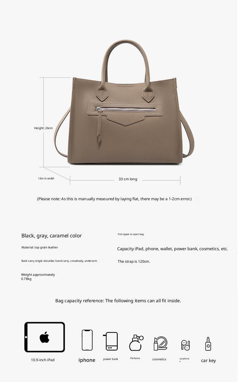 Personalized women’s shoulder bag fashionable cowhide bag commuting shoulder bag large capacity retro handbag tote bag插图24