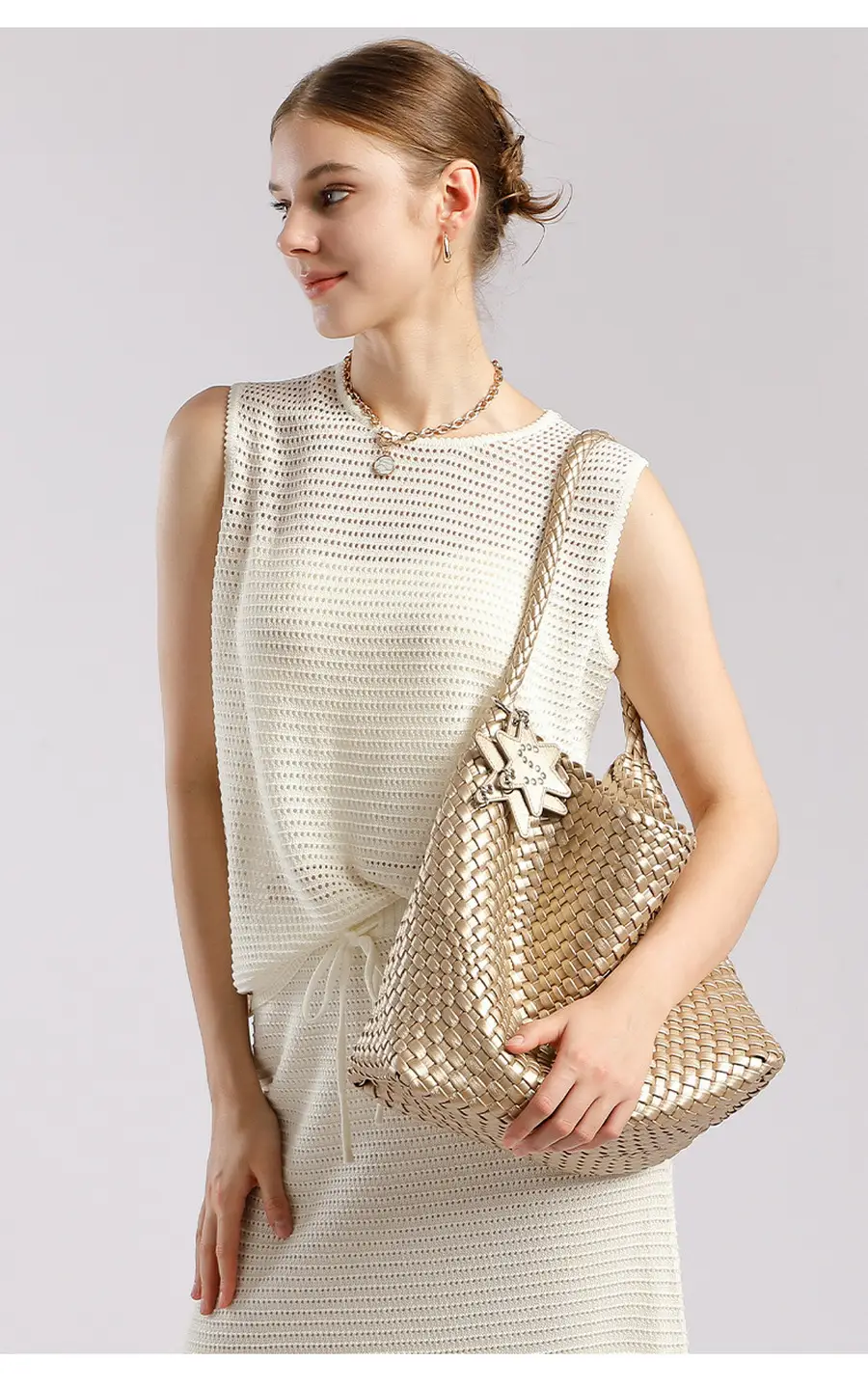 Unique style knitted tote bag for women casual niche one-shoulder tote bag插图10