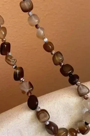 Retro Agate Beaded Necklace Niche Design Chinese Jewelry