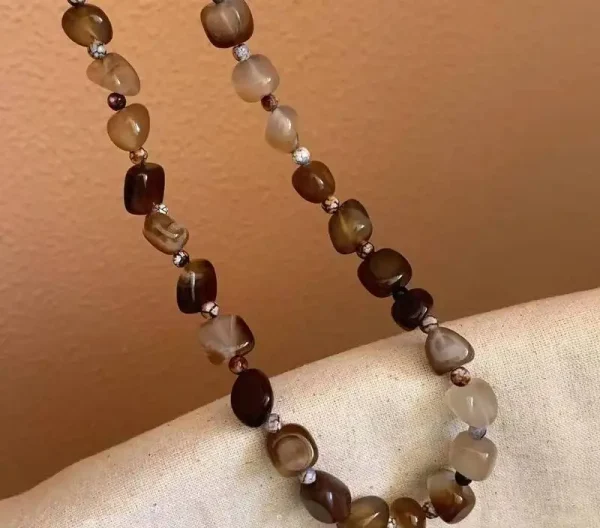 Retro Agate Beaded Necklace Niche Design Chinese Jewelry