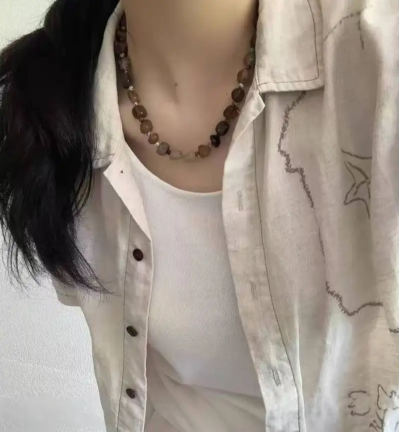 Retro Agate Beaded Necklace Niche Design Chinese Jewelry插图2