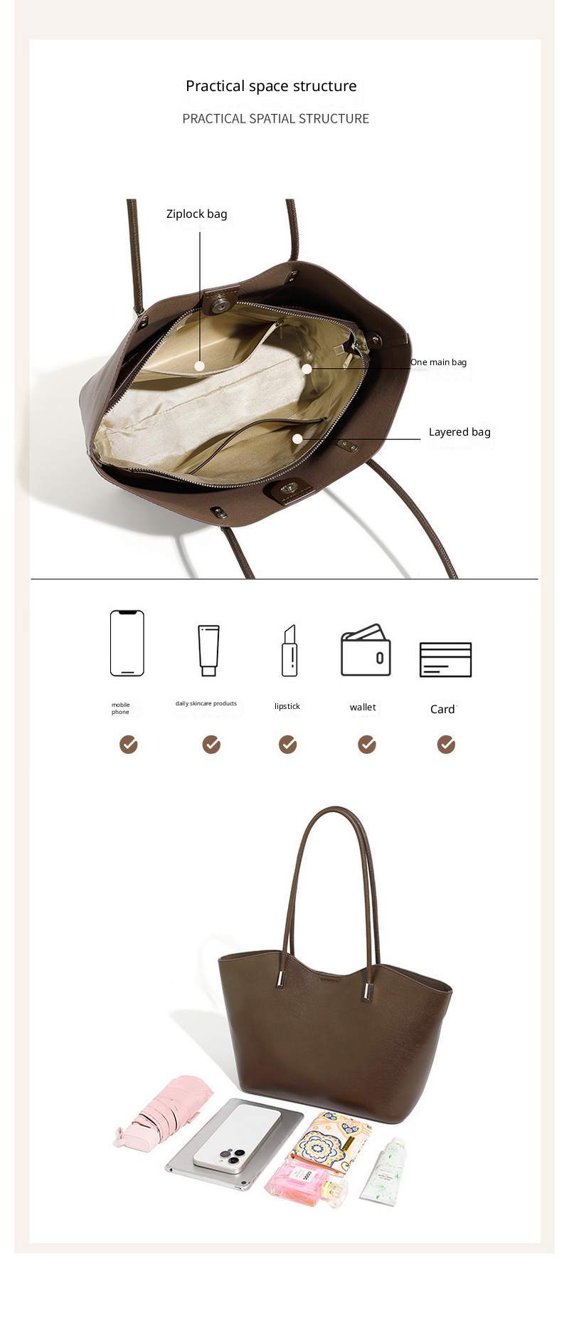 Large capacity commuting tote beautiful women’s bags versatile textured handbag shoulder bag插图20