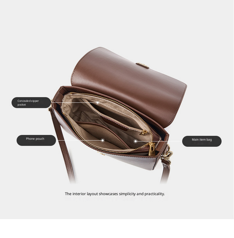 Beautiful ladies backpack one-shoulder crossbody bag versatile retro metal buckle decoration new genuine leather small square bag插图7