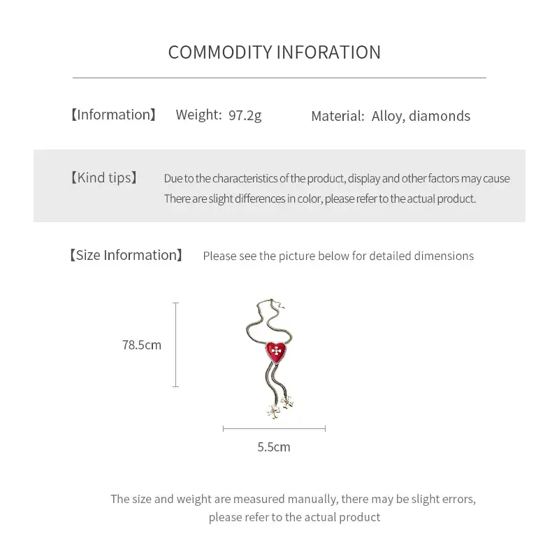 Diamond Style Red Love Flower Pendant Necklacepic1