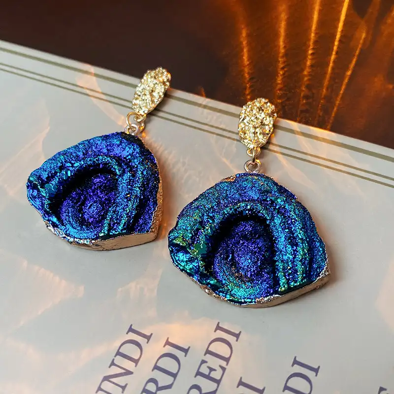Blue unique gold earringspic2
