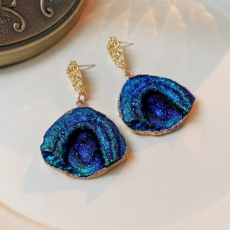 Blue unique gold earringspic3