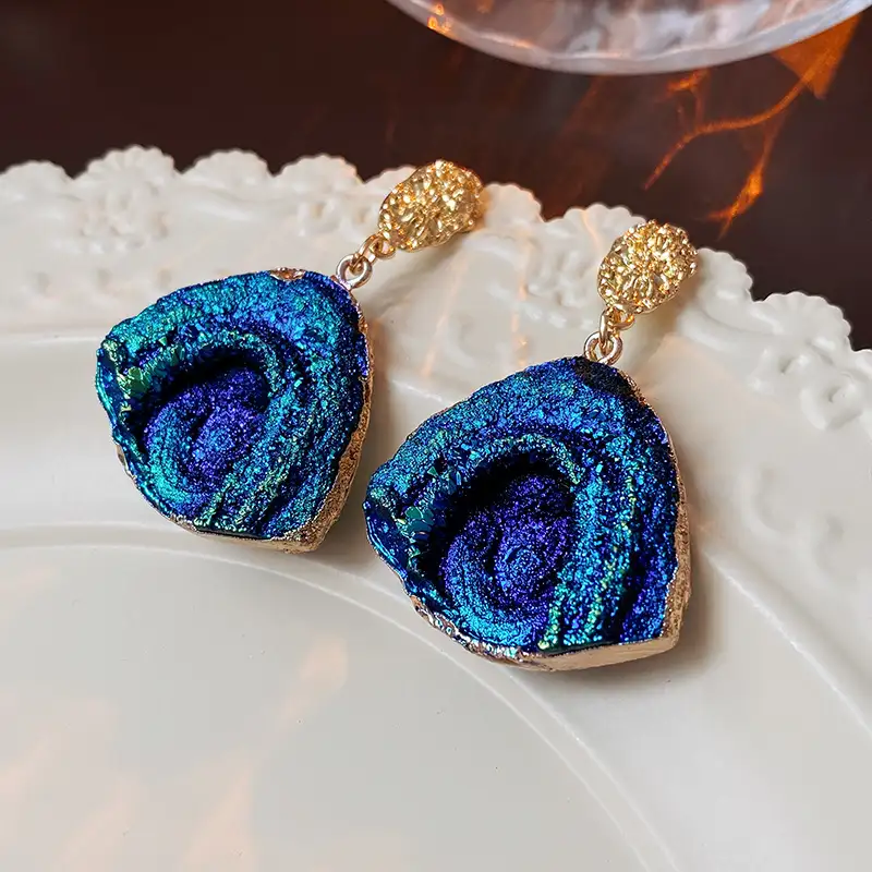 Blue unique gold earringspic5
